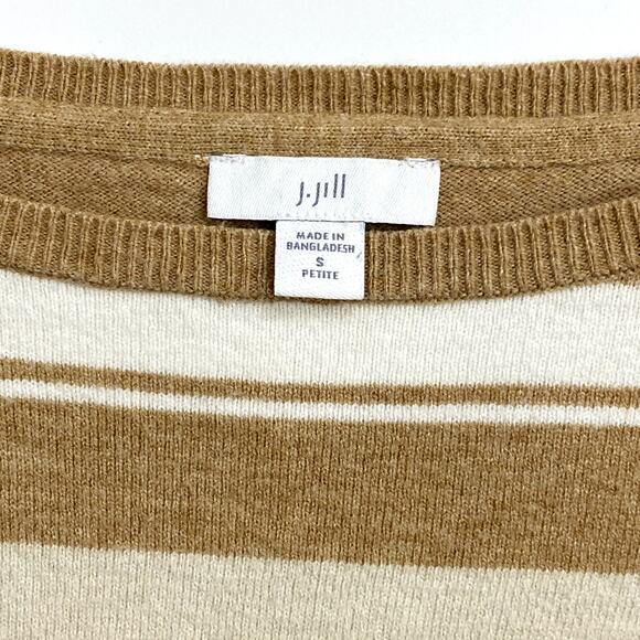 J Jill Knit Sweater Womens Petite Size Small Brown Stripe Print Long Sleeve - Picture 5 of 11